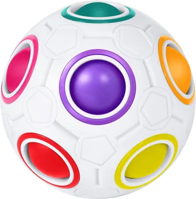 Image de ROXENDA - Jeu de casse-tête arc-en-ciel, balle magique - Balle anti-stress, jeu de dextérité pour enfants, adultes, filles et garçons à partir de 6 ans (blanc)