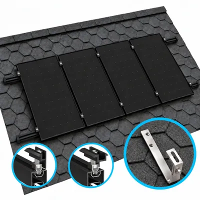 Produktbild von 1x Schwarz Erweiterungs-Montageset Klickfix PV-Befestigung auf Bitumen Schrägdach, Montageset für Solarmodule, Balkonkraftwerk Halterung & Dachmontage