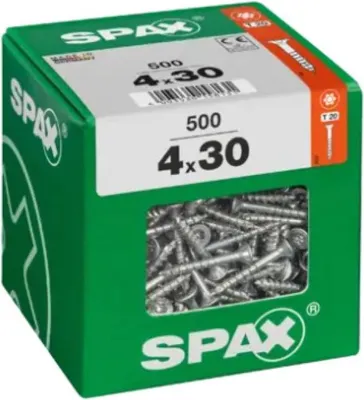 Obrázok produktu pre Univerzálna skrutka SPAX, 4 x 30 mm, 500 kusov, s čiastočným závitom, so zápustnou hlavou, T-STAR plus T20, 4CUT, WIROX - 4191010400306