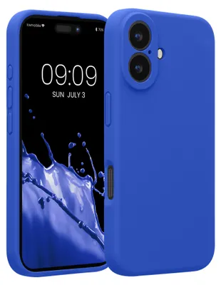 Produktbild von kwmobile Handyhülle für Apple iPhone 16 Hülle - gummierte Handy Silikon Case für iPhone 16 - Schutzhülle Cover - Baltik Blau