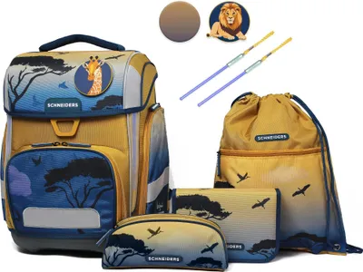 Produktbild von Schneiders Schulranzen Ergolite Set 9-teilig Limited Edition Sunset Explorer senfgelb dunkelblau