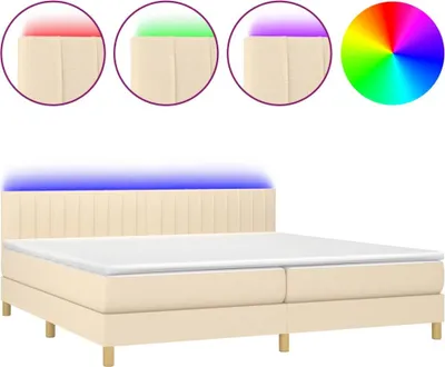 Produktbild von vidaXL Boxspringbett mit Matratze & LED Creme 200x200 cm Stoff