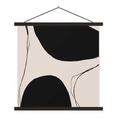 Produktbild von MuchoWow® Textilposter Pastell - Schwarz - Minimalismus 90x90 cm mit schwarzem Rahmen - Magnetisches