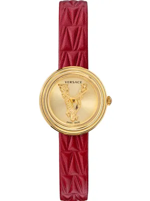 Zdjęcie produktu dla Versace VET300521 V-Virtus Small gold rot Leder Damen Uhr NEU