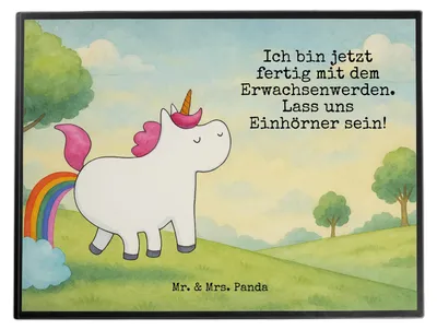 Produktbild von Mr. & Mrs. Panda schreibtischunterlage Einhorn Pupsen Design - Weiß - Geschenk, Spaß, bastelunterlagen, Lustig, Schreibunterlage, Tischunterlage, Unterlage Schreibtisch