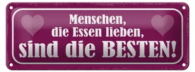 Produktbild von Blechschild Spruch 27x10cm Menschen die Essen lieben beste Dekoration