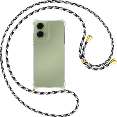 Produktbild von Handykette Backcover-Schutzhülle mit Band (Metall goldfarben) für Motorola Moto G24 - schwarz/grau/weiß