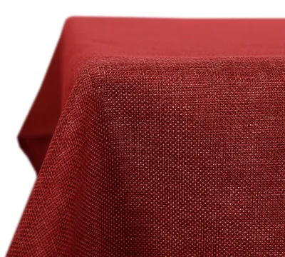 Productafbeelding van Deconovo linnenlook tafelkleed voor buiten, geschikt voor tuintafels, rode kleur – afmetingen 137 x 200 cm (rechthoekig)