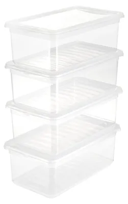 Produktbild von Aufbewahrungsbox Aufbewahrungsdose Stapelbox - 5,6 l - Kunststoff - Transparent - 4er-Set - Für Schuhe und Sportsachen