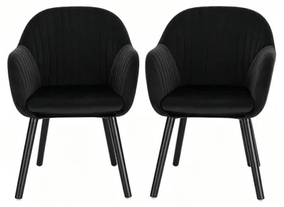 Produktbild von Chic Empfangsstuhl,Relaxsessel mit Armlehnen,Tischstuhl,Akzentstuhl,Essstuhl,Wohnzimmerstuhl(nur 2PCS Stühle) Black