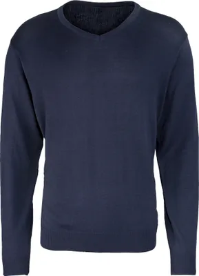 Image de Premier Pullover en tricot homme col V RW1131 (4XL) (Bleu marine)