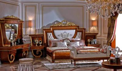Image de Chambre à coucher Lit Noble Luxe Classique Baroque Rococo Antique E38 Nouveau