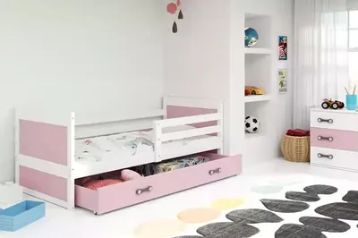 Obrázek produktu pro Dětská postel s úložným prostorem bez matrace 80x190 FERGUS - bílá / růžová