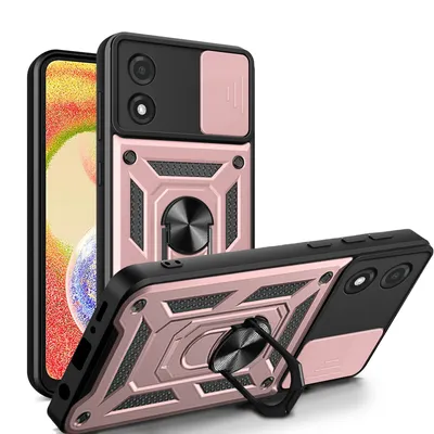 Produktbild von Outdoor Panzer Hülle Motorola Moto E13 Handyhülle mit Kameraschutz Ringhalter Rosegold