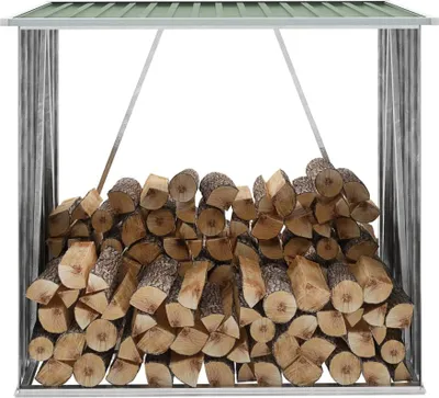 Immagine prodotto di The Living Store Deposito per legna da ardere Acciaio zincato 163 x 83 x 154 cm Verde