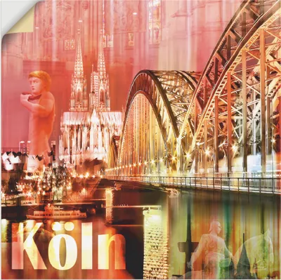 Produktbild von ARTland Wandbild, selbstklebend Köln Skyline Abstrakte Collage I Größe: 50x50 cm