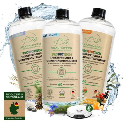 Produktbild von GRASHÜPFER® 3er Set Probiotischer Tankerfrischer für Wischroboter-Schmutzwassertanks