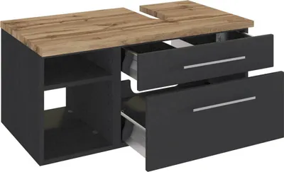 Produktbild von Waschbecken Unterschrank 90 cm,  Siphonausschnitt Rechts TAREE-03 in matt grau