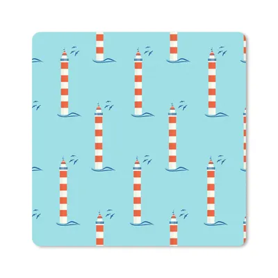 Produktbild von MuchoWow® Mauspad Mousepad Leuchtturm - Blau - Strand - Muster 30x30 cm - Mousepads - Maus Mat - Pad - Mausunterlage - Gaming