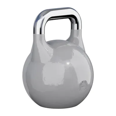 Produktbild von GORILLA SPORTS® Kettlebell Competition - Gewicht 36 kg, aus Massivstahlguss, Silber - Kugelhantel, Wettkampf Hantel, Schwunghantel