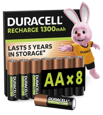 Obrázok produktu pre DURAČELL, nabíjacie batérie AA (8 kusov), 1,2 V, 1300 mAh, NiMH