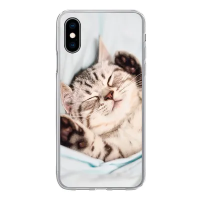 Produktbild von MuchoWow® Handyhülle Schutzhülle Hülle für iPhone X Kätzchen - Lustig - Bett - Kinder - Jungen - Mädchen - Kinder Silikon Softcase Handy Hülle - Handyhülle