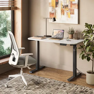 Produktbild von Vicco höhenverstellbarer elektrischer Schreibtisch Elevate, 120 x 60 cm 2 Motoren, Schwarz/Weiß/Schwarz
