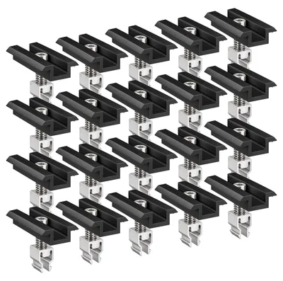 Produktbild von 20x Mittelklemme Klickfix schwarz 30-40mm Solarmodul Halterung Modulklemme Solar Modul Klemme Befestigung Halterung PV Montage Panel Aluminium Profil