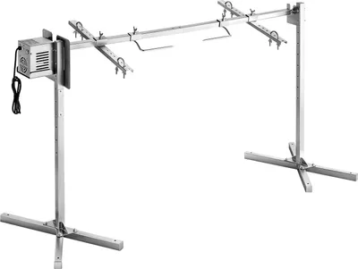 Obrázek produktu pro Gril s rožněm, AC220-240V, 8 úrovní výšky, elektrická sada grilu s rožněm, sada grilů s rožněm s nosností 60 kg, motor 38 W, nerezové automatické grilovací sady pro večírky