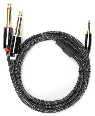 Immagine prodotto di JK-366, adattatore audio da connettore da 3,5 mm a due connettori da 6,35 mm, con contatti placcati in oro