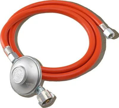 Immagine prodotto di Regolatore di pressione del gas, 30 mbar, filettatura interna da 1/2 pollice R, filettatura esterna da 1/4 di pollice, tubo in PVC da 1,5 m, adatto per bombole di gas propano