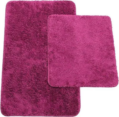 Productafbeelding van Famanu badmatten set - 2-delig, ongeveer 50/80 cm, en toiletmat ongeveer 45/50 cm, paars