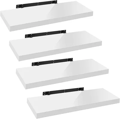 Image de Ensemble de 4 étagères murales flottantes | Blanc | 70 x 3,8 x 22,9 cm