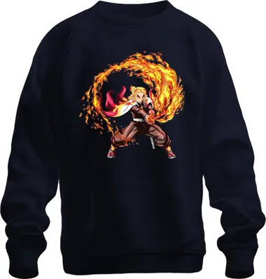 Produktbild von Rengoku Flammen Hashira Anime Kampf Samurai Geschenk Uni Sweatshirt Pullover, Navy, M