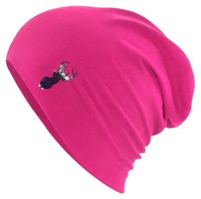 Produktbild von Huuraa Beanie Hirsch Silhouette Fuchsia One Size Baumwolle und Elasthan Mütze Geschenkidee