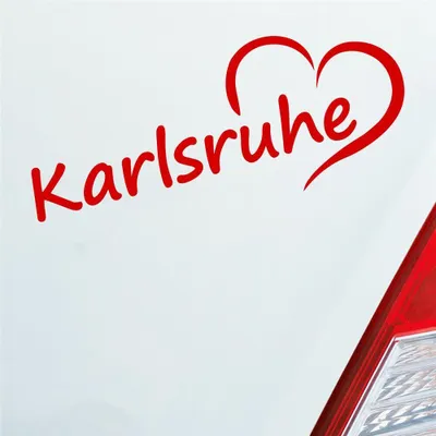 Produktbild von Auto Aufkleber Karlsruhe Herz Stadt City Liebe Love 19,5x8 cm Rot Sticker Heckscheibenaufkleber