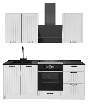 Productafbeelding van Eenpersoonskeuken Vicco Fame-Line Wit Landhuis/Wit 190 cm, WB Antraciet, Model 64927