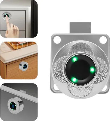 Produktbild von Fingerabdruckschloss - Schubladen- und Schrankschloss - 32 mm Zylinder - 20 Fingerabdrücke - 1 s Erkennung - Bis zu 3000 Entriegelungen