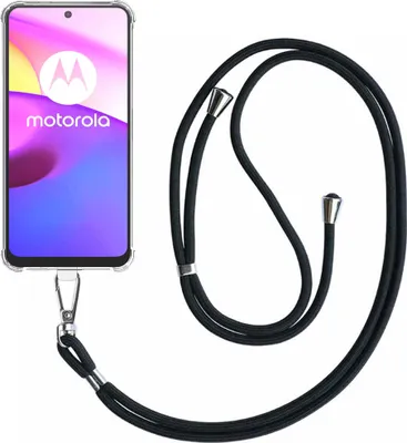Zdjęcie produktu dla Etui na telefon pasujące do Motorola Moto E30 / E40 Transparent ShockProof z odłączanym uniwersalnym przewodem telefonicznym - Silikonowe etui ze smyczą - Smartphonics