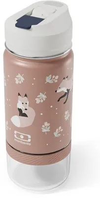Image de Gourde snack 2 en 1 MONBENTO Twisty Fox isotherme enfant avec paille