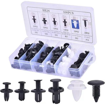 Image de Clips de fixation pour voiture - 6 modèles - pour portes, pare-chocs, ailes et baguettes de protection - 100 pièces