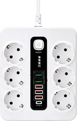 Zdjęcie produktu dla INF UE 6 gniazd, 5 portów USB, 1 port USB-C Biały