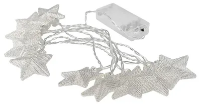 LED Lichterkette mit Sternen, 10 warmweiße LEDs, 160 cm