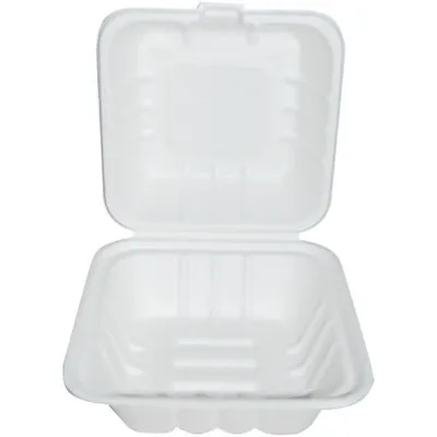 Image de NATUREStar 41215Hamburgerboxen mit Klappdeckel 150 x 150 x 85 mm Zuckerrohr weiß Volumen 450 ml
