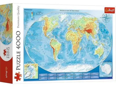 Zdjęcie produktu dla Trefl Wielka mapa fizyczna świata, 4000 szt., 16 lat(a)