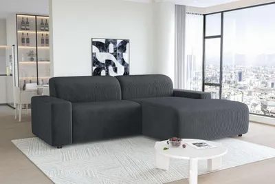 Produktbild von 99rooms Tivoli Ecksofa Cordstoff POSO Graphit Rechts ohne Kissen
