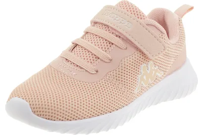 A single pink and white Kappa sneaker for girls is shown against a white background.