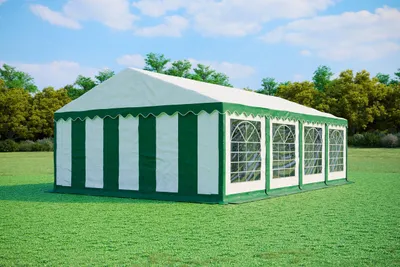Produktbild von Partyzelt 5x8m - PVC Premium Feuerfest - Grün und Weiß