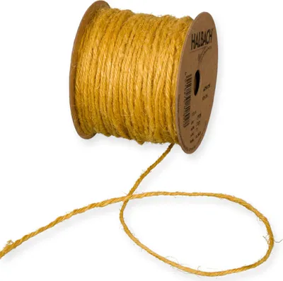 Image de Halbach corde de jute ruban de décoration corde jaune miel pour le bricolage rouleau de 50m