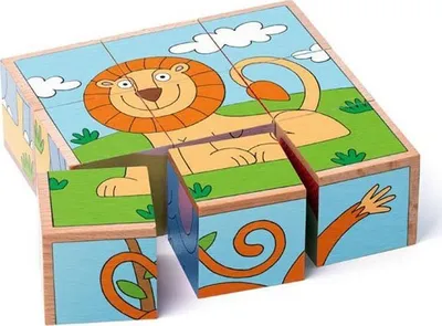 Produktbild von Woody Holz Würfelpuzzle Tiere - bunte Tierpuzzle für Kinder